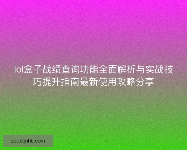 lol盒子战绩查询功能全面解析与实战技巧提升指南最新使用攻略分享