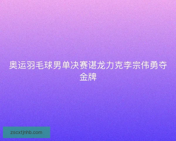 奥运羽毛球男单决赛谌龙力克李宗伟勇夺金牌