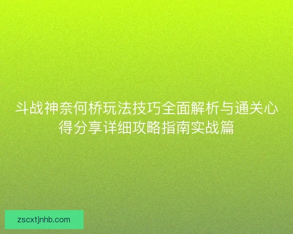 斗战神奈何桥玩法技巧全面解析与通关心得分享详细攻略指南实战篇