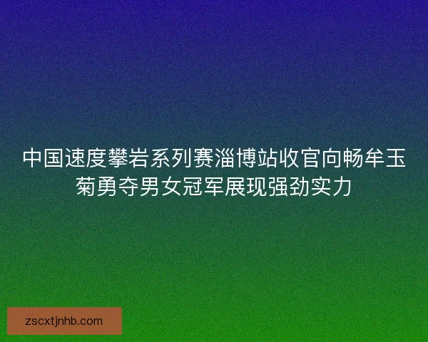 中国速度攀岩系列赛淄博站收官向畅牟玉菊勇夺男女冠军展现强劲实力